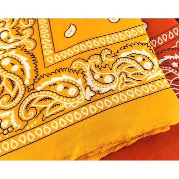 Green Yellow Orange Colorful Bandanas 21x21 Inch Square Western Style Scarves Se - Picture 2 of 10
